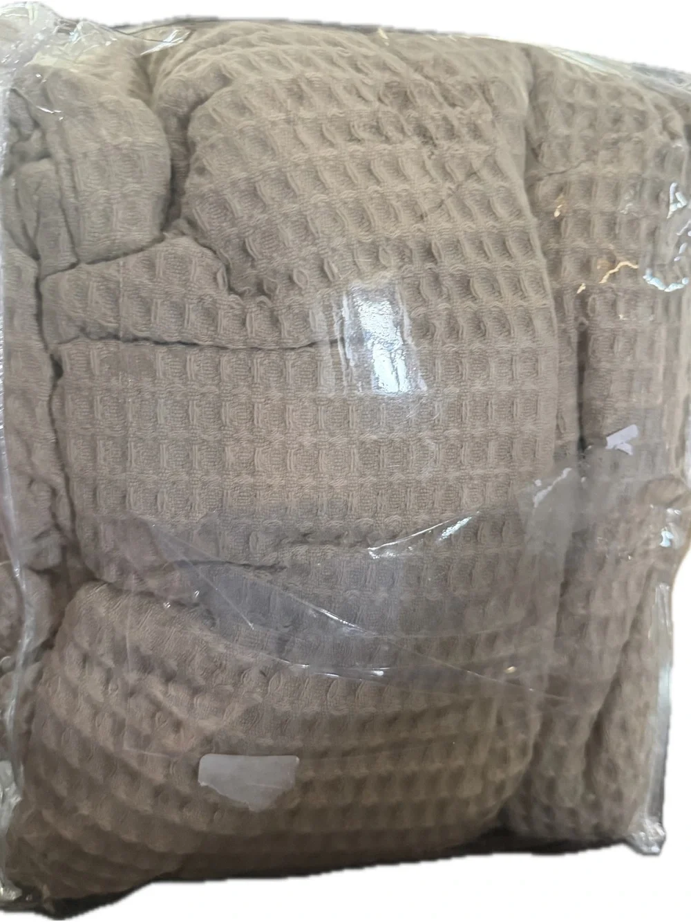Cannon Heritage Cotton Waffle Shower Curtain Khaki Made In USA 72 x 72” NEW